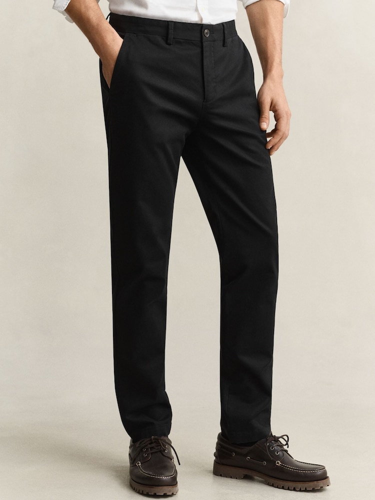 Melns - GANT Smart Slim Fit smalka tvīla chino bikses - Attēls 1 no 5