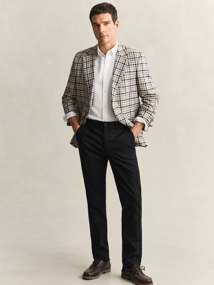 Melns - GANT Smart Slim Fit smalka tvīla chino bikses - Attēls 2 no 5
