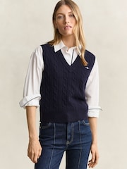 GANT Lambswool Cable Knit Vest - 4şəkildən 1 şəkil
