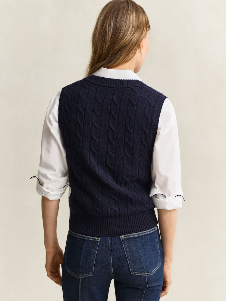 GANT Lambswool Cable Knit Vest - 4şəkildən 2 şəkil