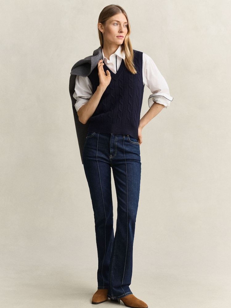 GANT Lambswool Cable Knit Vest - 4şəkildən 4 şəkil
