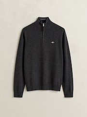 Grå - GANT Lambswool Zip Neck Jumper - Bild 1 av 2