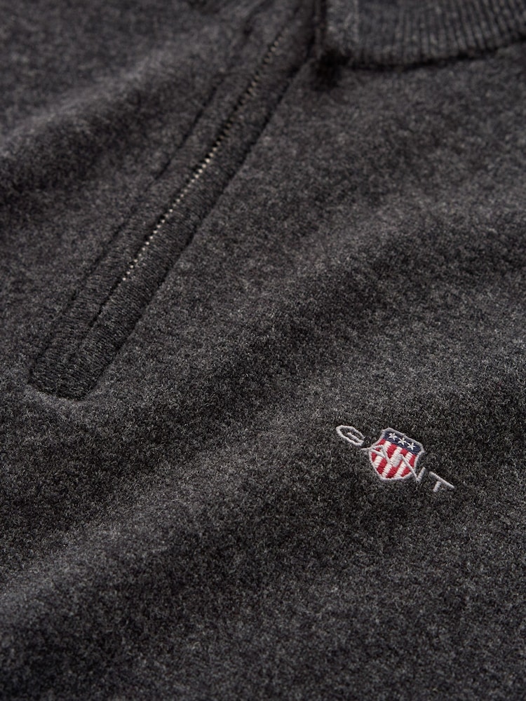 Grå - GANT Lambswool Zip Neck Jumper - Bild 2 av 2