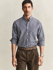 GANT Blue Regular Fit Poplin Stripe Shirt - Image 1 of 6
