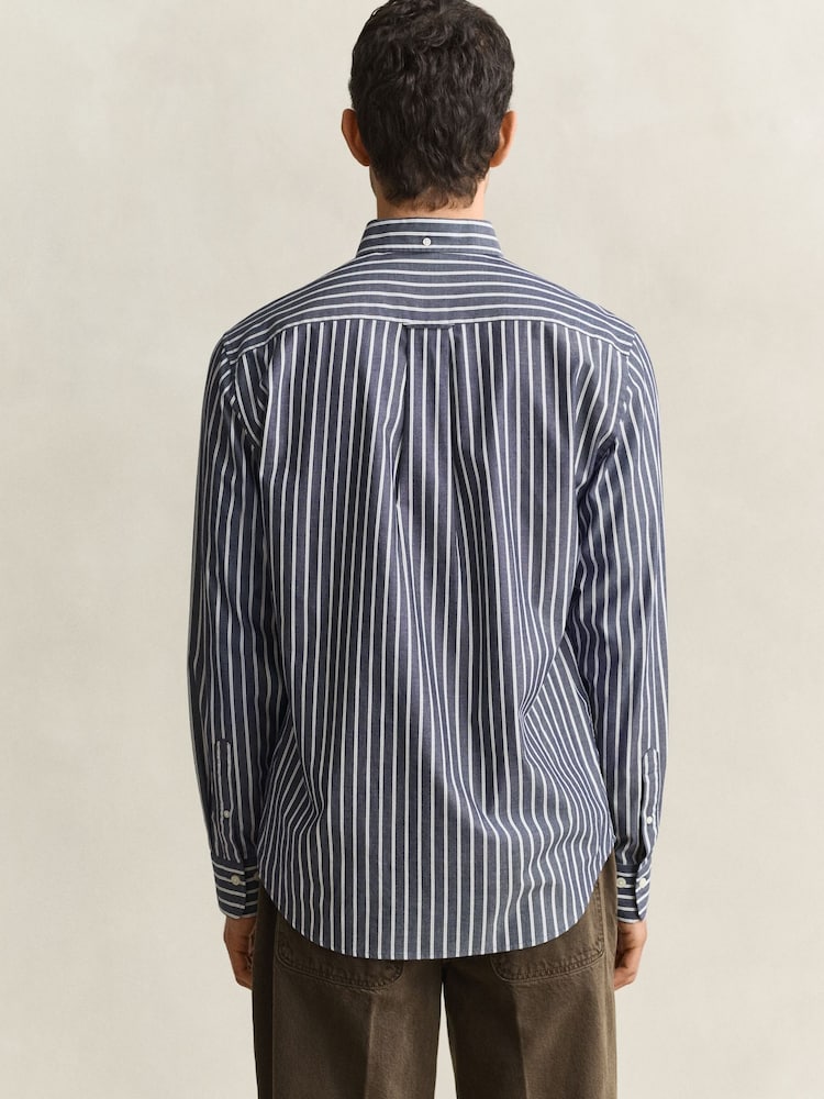 GANT Blue Regular Fit Poplin Stripe Shirt - Image 2 of 6 GANT Blue Regular Fit Poplin Stripe Shirt - Image 2 of 6