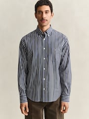 GANT Blue Regular Fit Poplin Stripe Shirt - Image 4 of 6