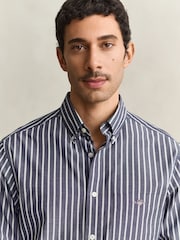 GANT Blue Regular Fit Poplin Stripe Shirt - Image 5 of 6