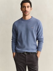 GANT Blue Lambswool Crew Neck Jumper - Image 1 of 5