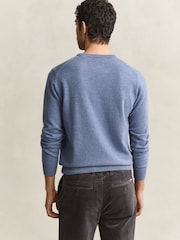 GANT Blue Lambswool Crew Neck Jumper - Image 2 of 5