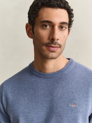 GANT Blue Lambswool Crew Neck Jumper - Image 4 of 5