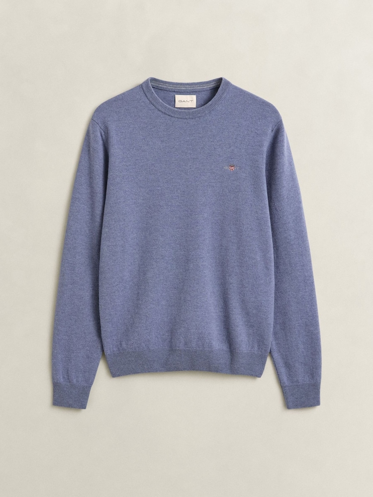 GANT Blue Lambswool Crew Neck Jumper - Image 5 of 5 GANT Blue Lambswool Crew Neck Jumper - Image 5 of 5