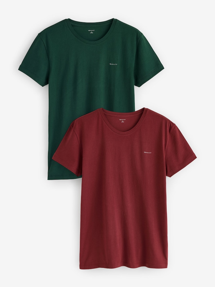 Yaşıl/Qırmızı - GANT Crew Neck T-Shirts 2 Pack - 5şəkildən 1 şəkil
