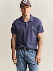 Bleu - Polo piqué à logo GANT Shield - Image 1 sur 5