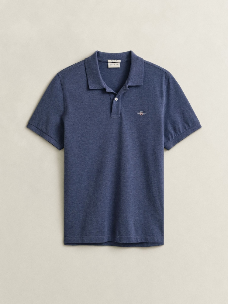 Bleu - Polo piqué à logo GANT Shield - Image 5 sur 5