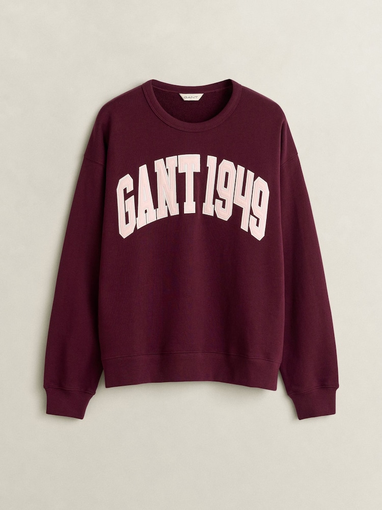 GANT Red Collegiate Logo Graphic Sweatshirt - Image 1 of 2