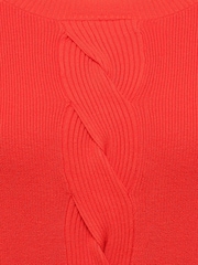 M&Co Pullover mit Zopfmuster vorne, Orange - Bild 5 von 5