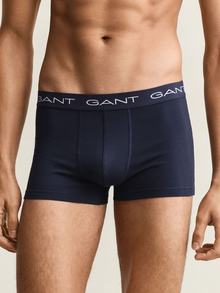 GANT Blue Stretch Cotton Boxers 3 Pack - Image 2 of 4 GANT Blue Stretch Cotton Boxers 3 Pack - Image 2 of 4