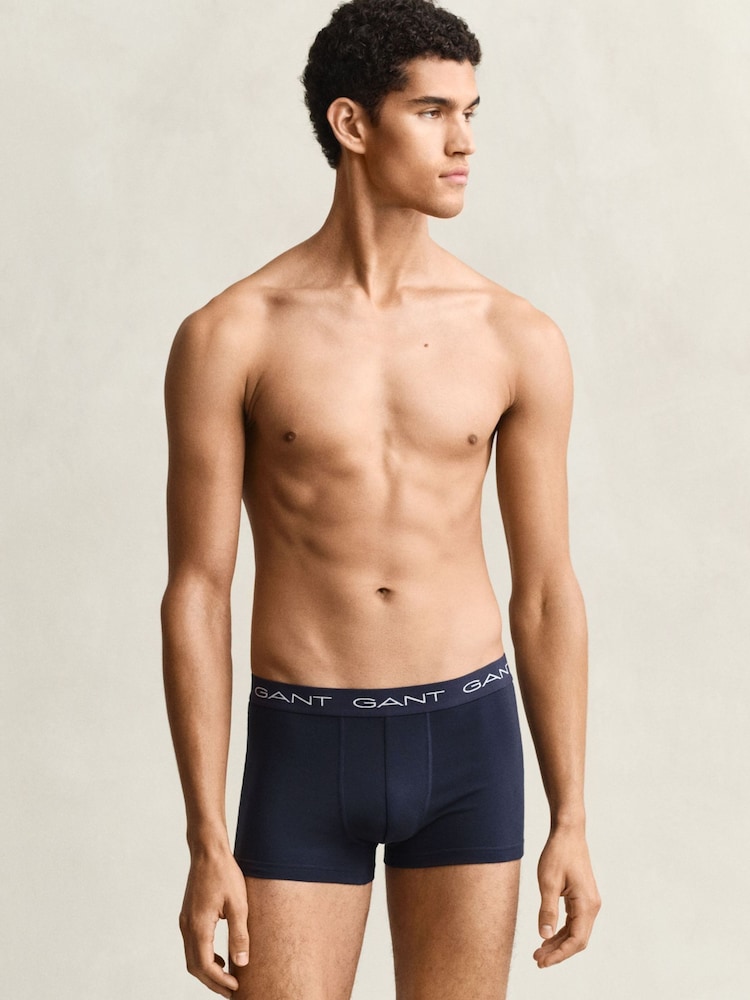 GANT Blue Stretch Cotton Boxers 3 Pack - Image 4 of 4 GANT Blue Stretch Cotton Boxers 3 Pack - Image 4 of 4