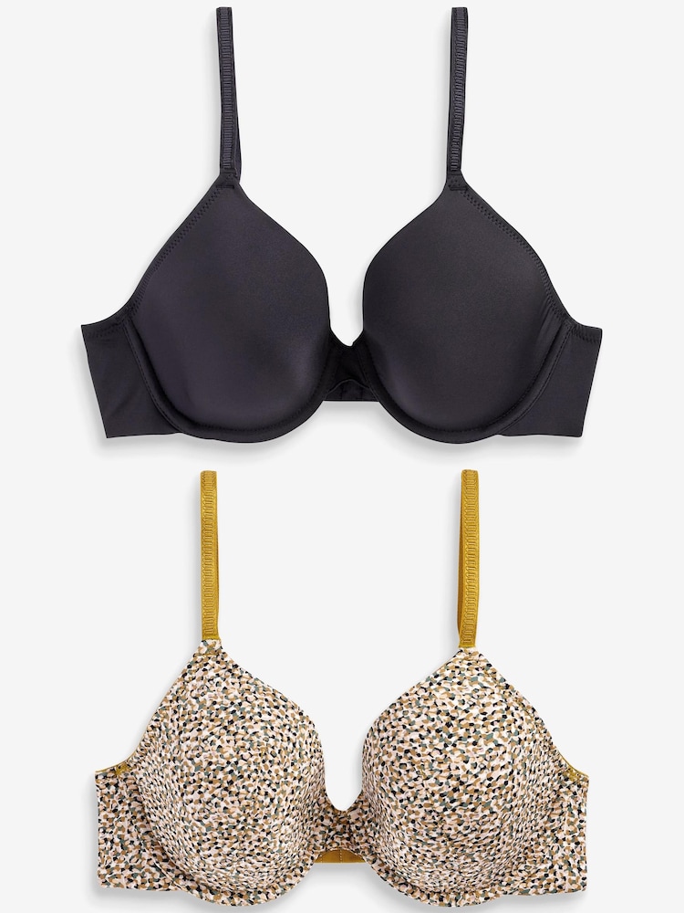 Print/Navy Light Pad Full Cup Smoothing T-Shirt Bras 2 Pack - Image 2 of 4