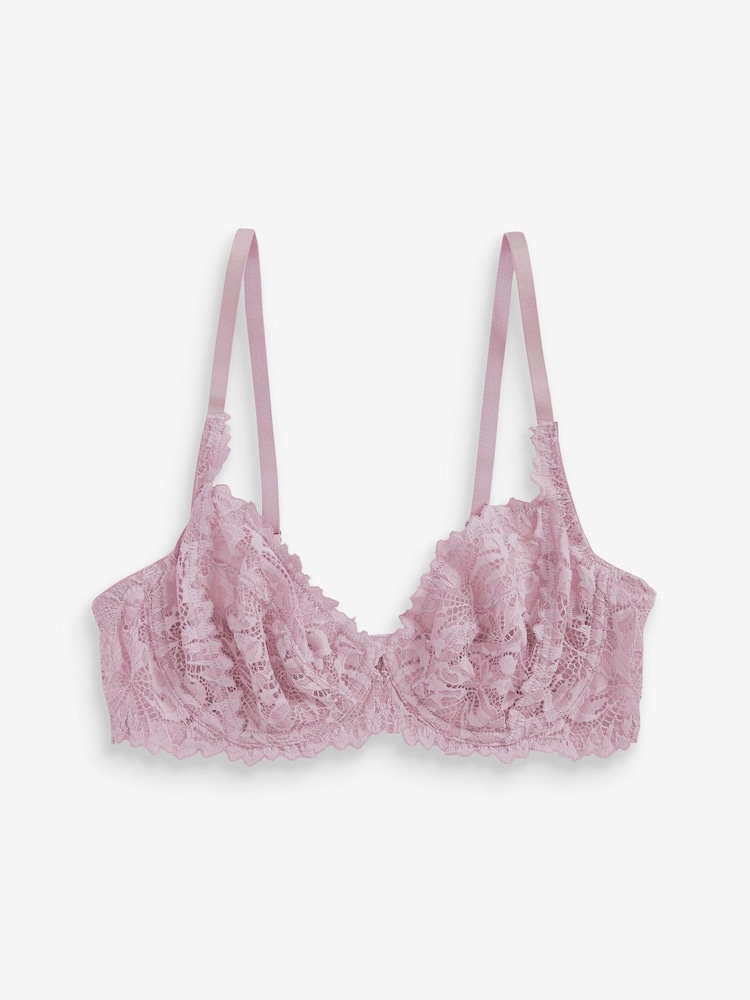 Purple Non Pad Full Cup Comfort Lace Bra - Image 2 of 7 Purple Non Pad Full Cup Comfort Lace Bra - Image 2 of 7