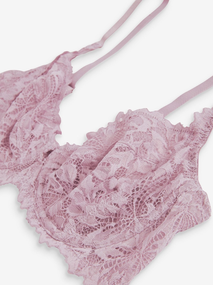 Purple Non Pad Full Cup Comfort Lace Bra - Image 7 of 7