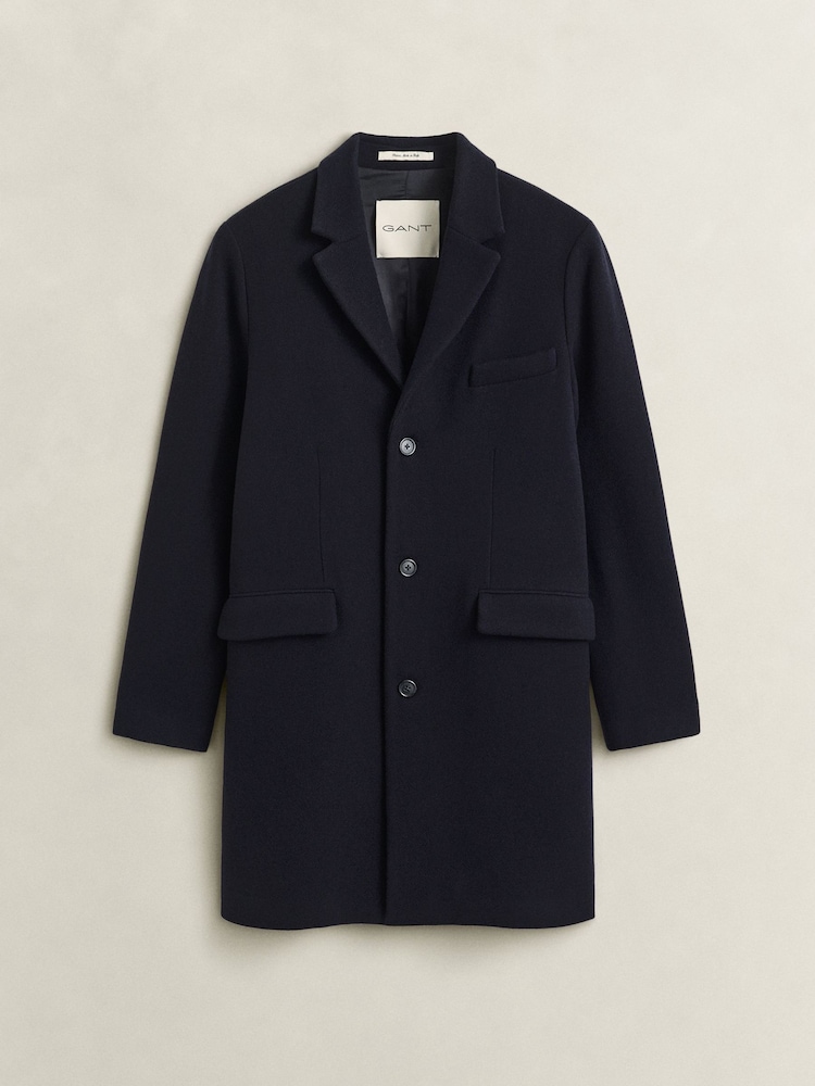 GANT Blue Classic Wool Coat - Image 7 of 7 GANT Blue Classic Wool Coat - Image 7 of 7
