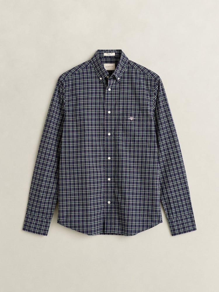 GANT Blue Regular Fit Poplin Check Shirt - Image 1 of 3