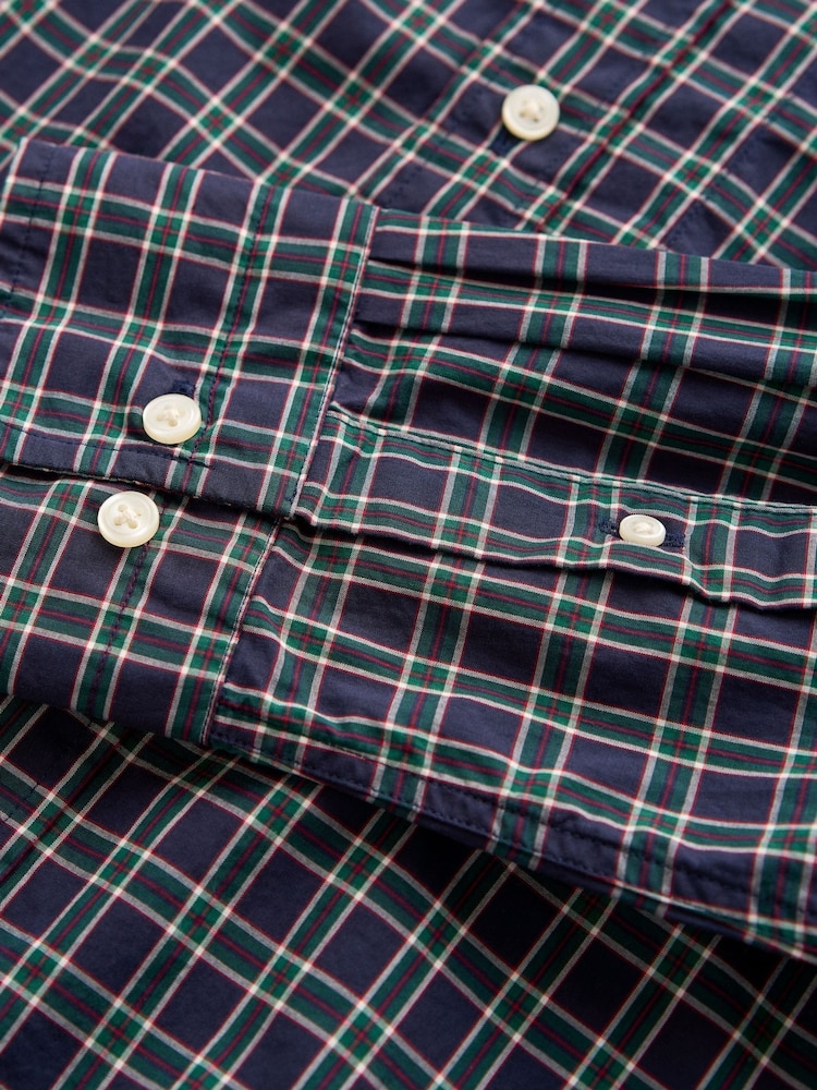 GANT Blue Regular Fit Poplin Check Shirt - Image 2 of 3