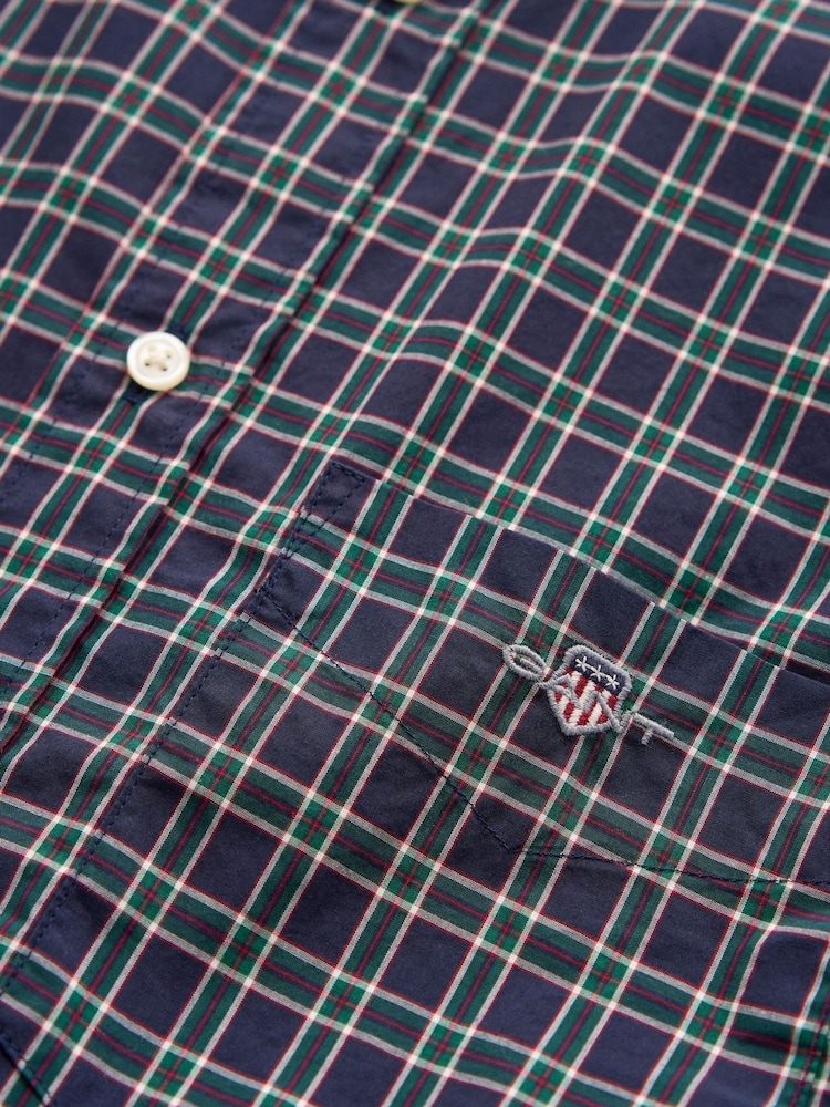 GANT Blue Regular Fit Poplin Check Shirt - Image 3 of 3
