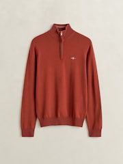Röd - GANT Lambswool Zip Neck Jumper - Bild 1 av 2