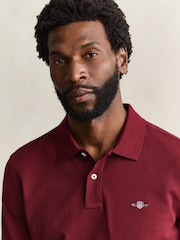 GANT Red Long Sleeve Shield Logo Pique Polo Shirt - Image 4 of 4