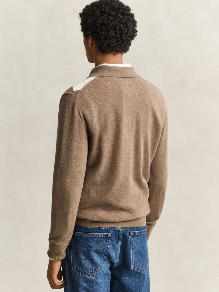GANT Lambswool Long Sleeve Argyle Polo Shirt - Bild 2 von 6