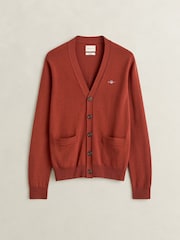 GANT Red Lambswool Shield Logo Cardigan - Image 1 of 2