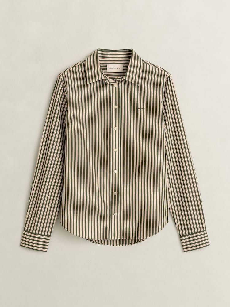 GANT Green Regular Fit Stripe Poplin Shirt - Image 1 of 3