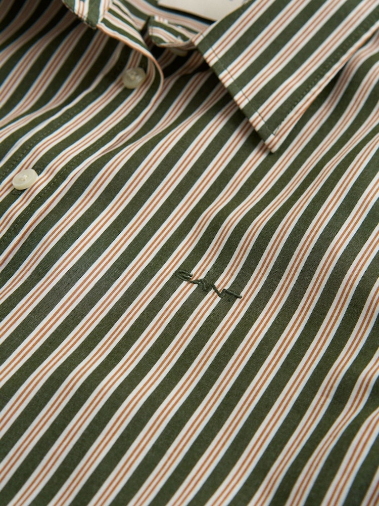 GANT Green Regular Fit Stripe Poplin Shirt - Image 3 of 3