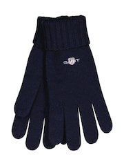 GANT Blue Cotton Blend Shield Logo Gloves - Image 1 of 1