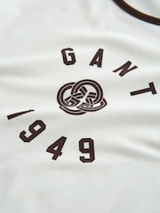 GANT White Collegiate Graphic Ringer T-Shirt - Image 2 of 2