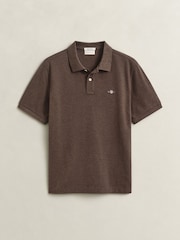GANT Brown Shield Logo Pique Polo Shirt - Image 1 of 2