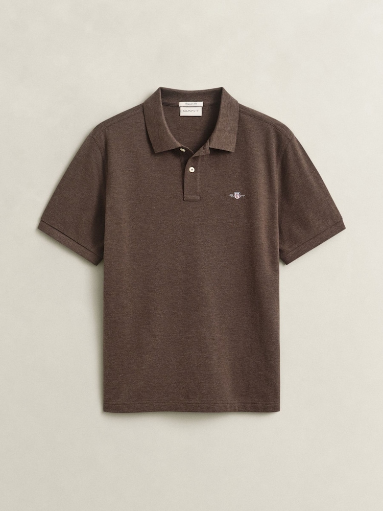 GANT Brown Shield Logo Pique Polo Shirt - Image 1 of 2 GANT Brown Shield Logo Pique Polo Shirt - Image 1 of 2