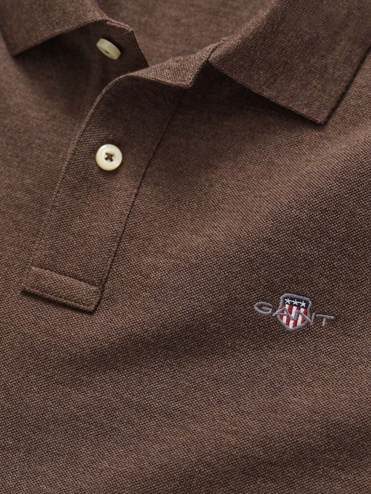 GANT Brown Shield Logo Pique Polo Shirt - Image 2 of 2 GANT Brown Shield Logo Pique Polo Shirt - Image 2 of 2