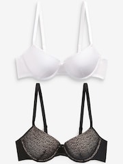 Black/White Pad Balcony Push-Up Bras 2 Pack - Image 2 of 4