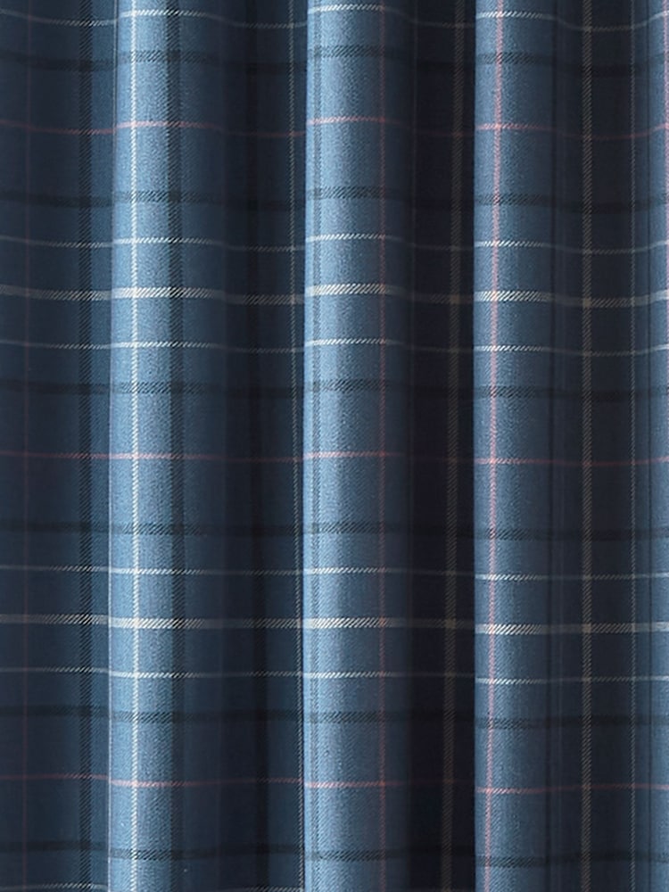 Laura Ashley Dark Seaspray Blue Alfriston Check Blackout/Thermal Blackout Lined  Eyelet Curtains - Image 3 of 3