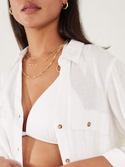 Accessorize White Long Sleeve Beach Shirt With Lenzing™ EcoVero™ - Image 2 of 4