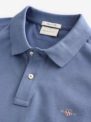 GANT Blue Horizon Long Sleeve Shield Logo Pique Polo Shirt - Image 3 of 4