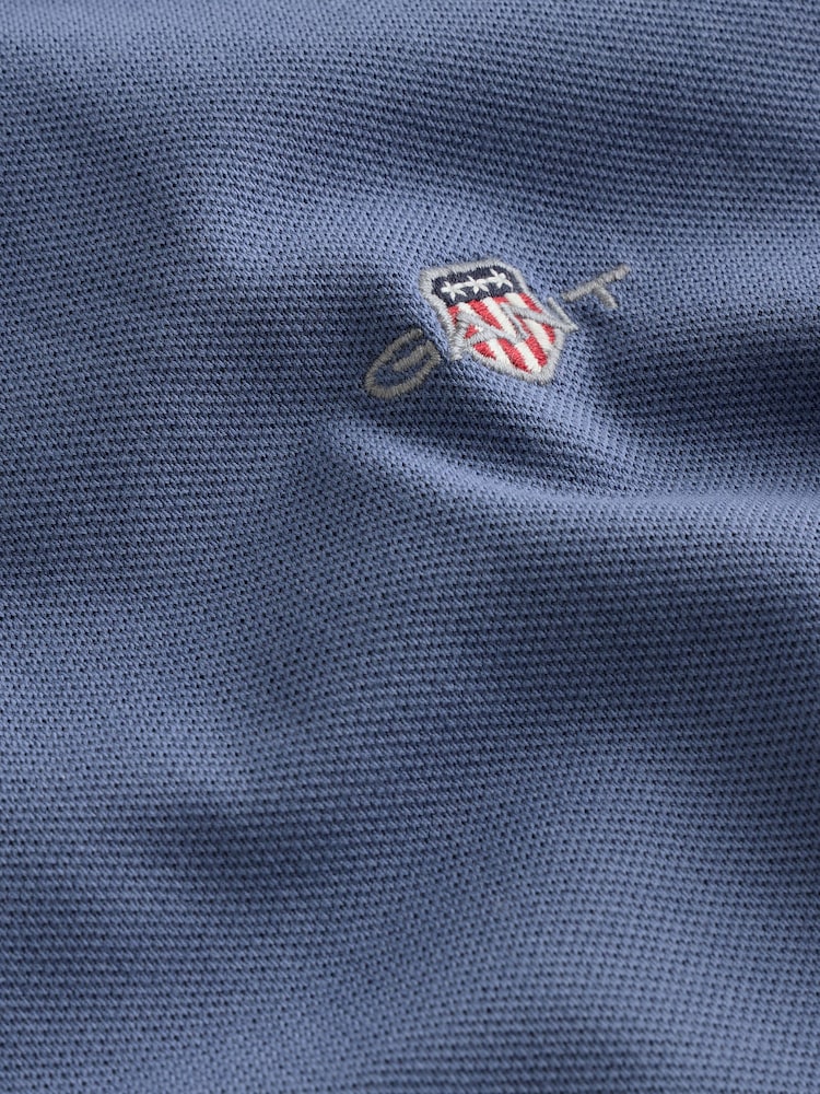GANT Blue Horizon Long Sleeve Shield Logo Pique Polo Shirt - Image 4 of 4