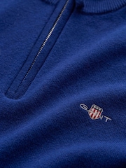 Blå - GANT Lambswool Zip Neck Jumper - Bild 2 av 2