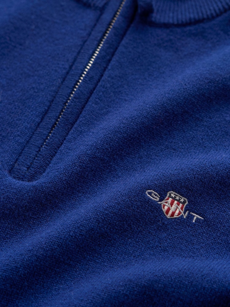 Blå - GANT Lambswool Zip Neck Jumper - Bild 2 av 2