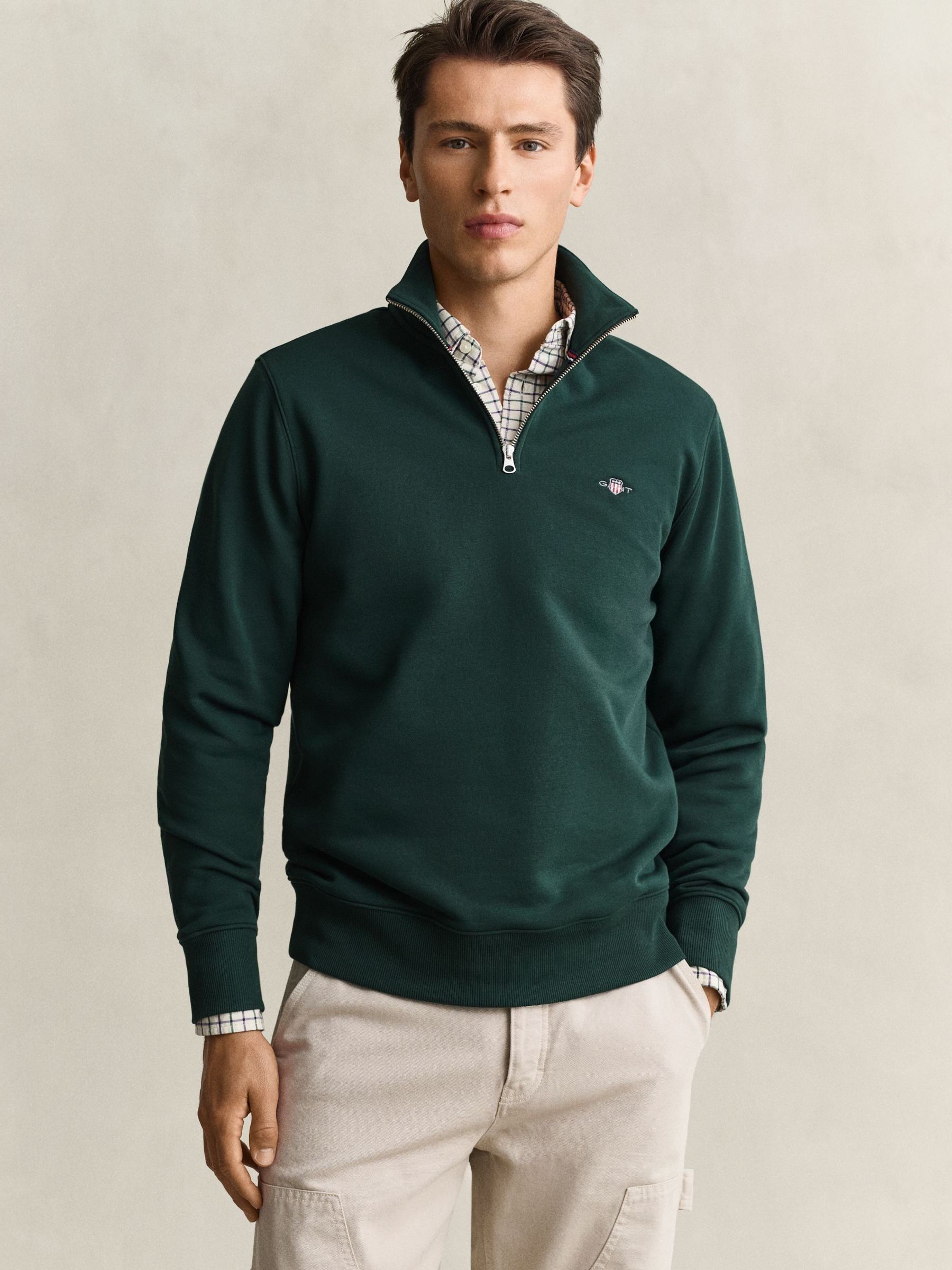 Gant Dk Green Half Zip Sweatshirt In - 4XL - Image 3