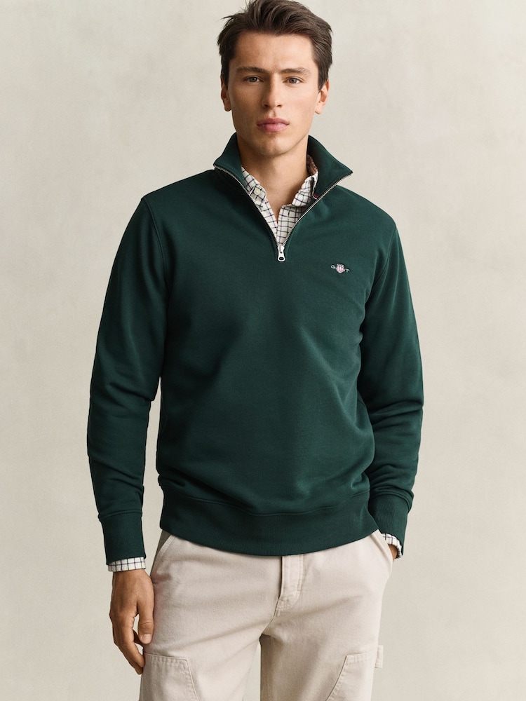 GANT sporta krekls ar Shield logotipu un pusrāvējslēdzēju - Attēls 1 no 4