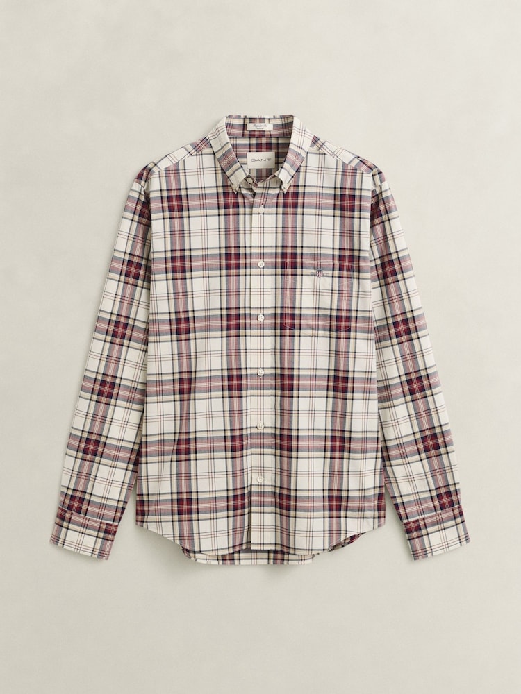 GANT Red Regular Fit Poplin Check Shirt - Image 7 of 7